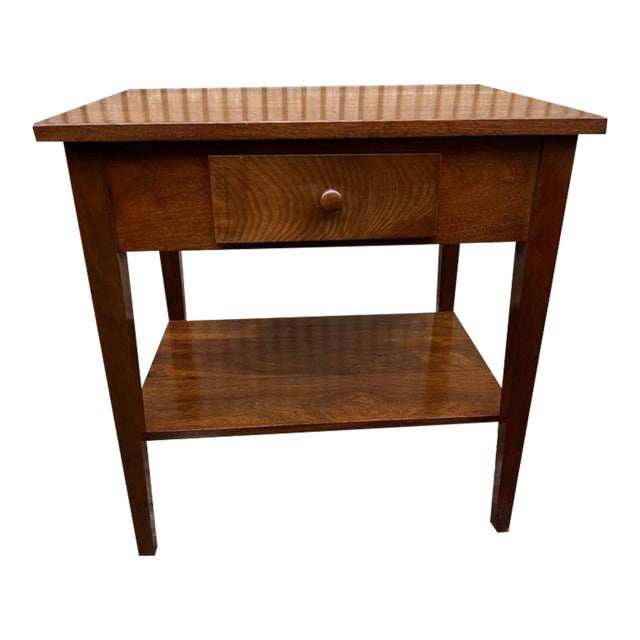 Mid 20th Century Vintage Walnut Side Table With One Drawer and Secret Small Drawer For Sale
