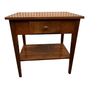 Mid 20th Century Vintage Walnut Side Table With One Drawer and Secret Small Drawer