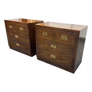 Dixie Furniture Act II Collection Campaign Nightstands, Mid 20th Century For Sale