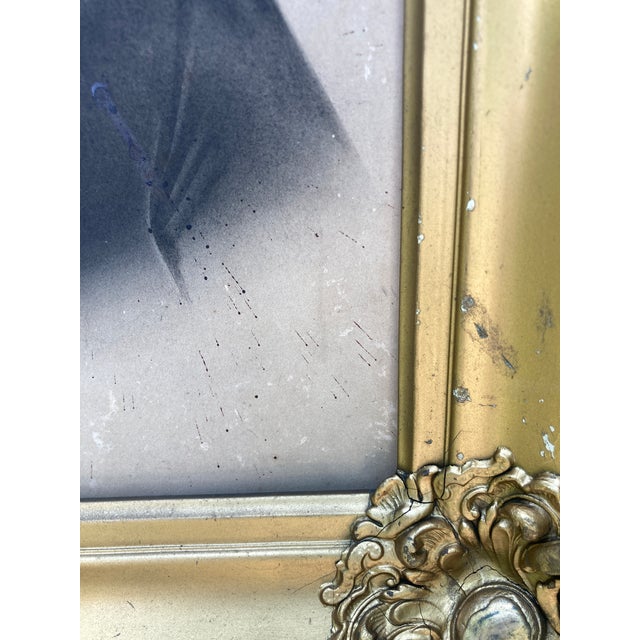 Large Antique Gold Frame With Antique Print of a Distinguished Man For Sale In Houston - Image 6 of 11