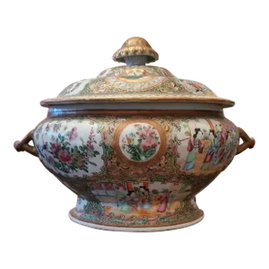 Antique Chinese Porcelain Large Covered Mushroom Tureen Imperial