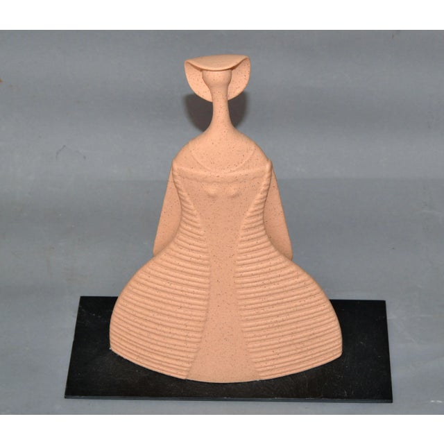 Ceramic Lineasette Italy Ceramic Lady Hat Figurative Sculpture Slate Base For Sale - Image 7 of 13