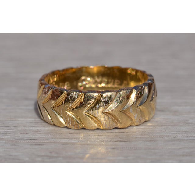 The Rokeby: Ladies 14K Yellow Gold Chevron Band. Crafted in 14 karat yellow gold, this ladies' band measures 6.3mm in...