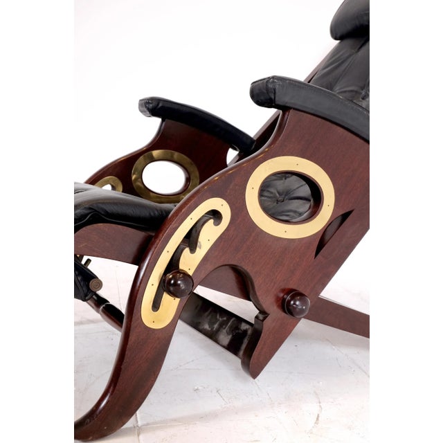 Vintage American Mahogany and Leather Armchair For Sale - Image 4 of 11