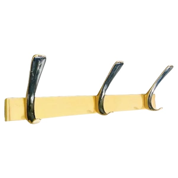 Polish Hollywood Regency Gilt Metal Wall Coat Rack, 1950s For Sale