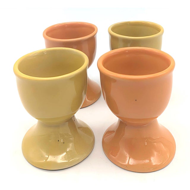 Yellow 1970s Ceramic Egg Cups, Set of 4 For Sale - Image 8 of 11