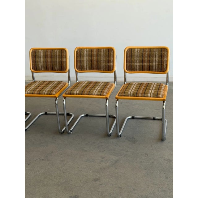 1970s Chrome & Plaid "Cesca" Style Cantilever Chairs - Set of 4 For Sale In Los Angeles - Image 6 of 10