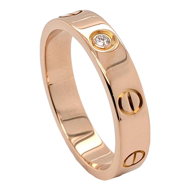 Cartier "Love" Ring With a Single Diamond in 18k Rose Gold - Size 6.75 For Sale