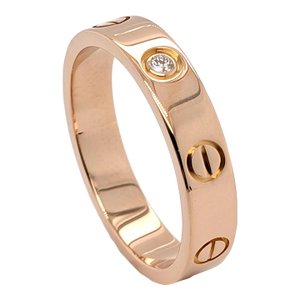 Cartier "Love" Ring With a Single Diamond in 18k Rose Gold - Size 6.75