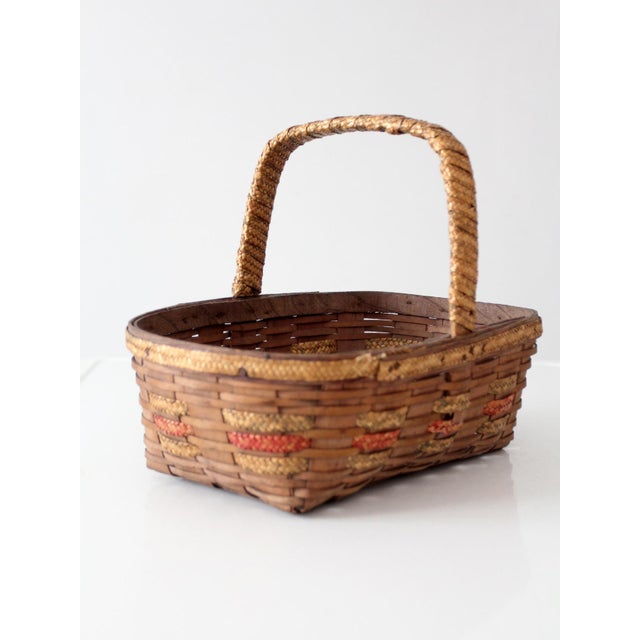 Mid 20th Century Vintage Woven Gathering Basket For Sale - Image 5 of 14