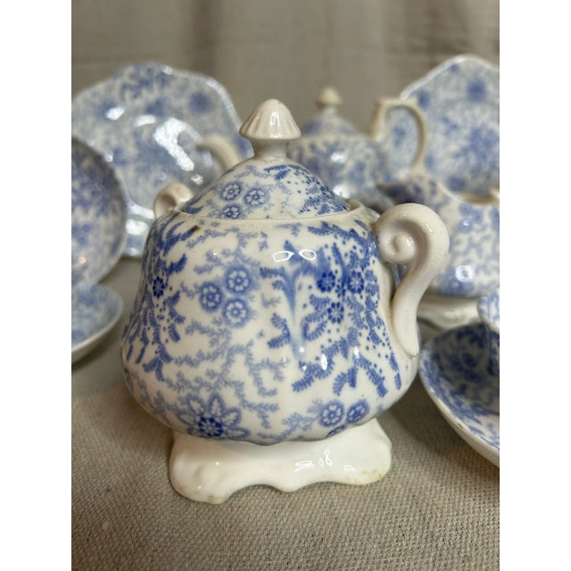 English Antique Staffordshire Transferware Miniature Child’s Tea Set For Sale - Image 3 of 11