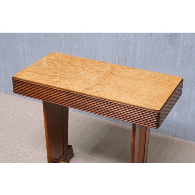 Grissinato Console Table in Walnut and Burl attributed to Gio Ponti, Italy, 1930s For Sale - Image 14 of 15