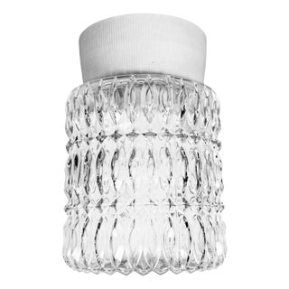 White Porcelain and Glass Ceiling Light, 1970s For Sale