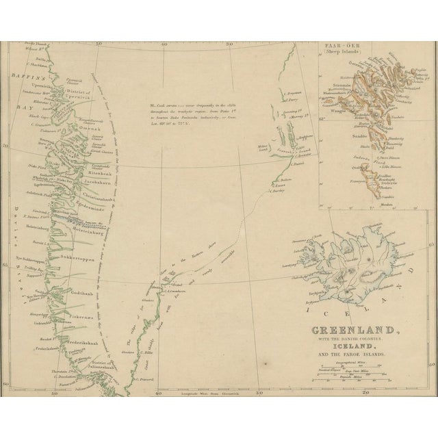 Denmark with Schleswig & Holstein, Iceland, Greenland, Antique Map, Blackie 1860 For Sale - Image 4 of 10