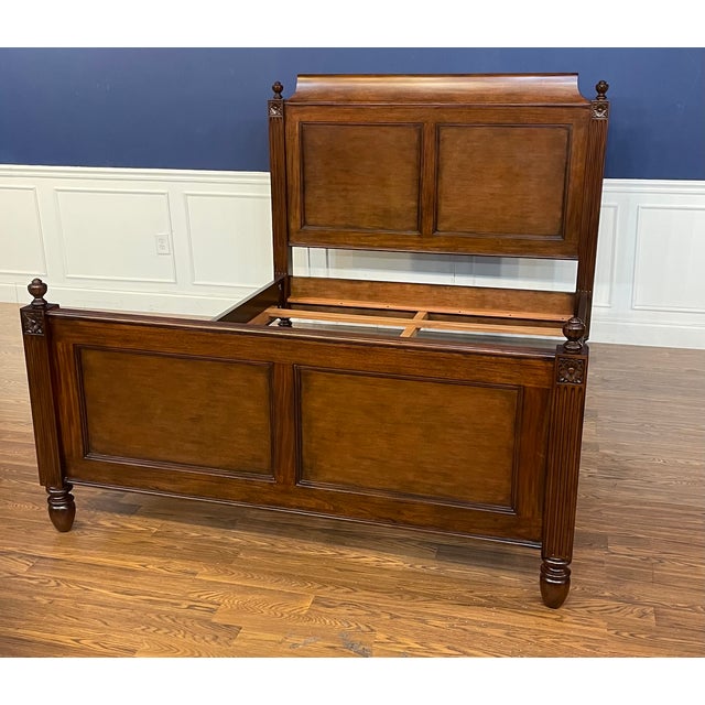 This is a Louis XVI queen size bed by Leighton Hall Furniture. Its design has classic Louis XVI styling with fluted posts,...
