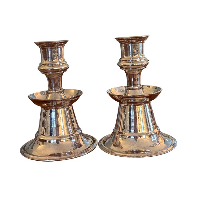 English Monumental Silverplate Candlesticks Oversized Heavy Pair Classical Form For Sale - Image 3 of 13