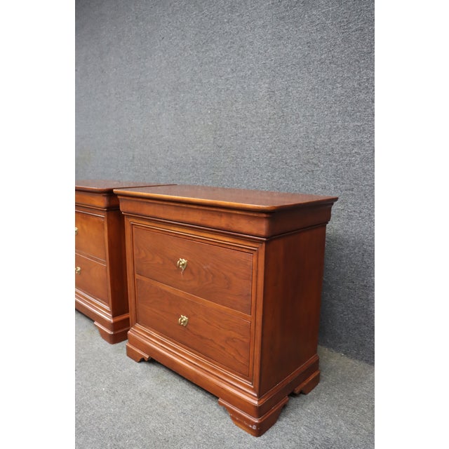 Louis Philippe Style Cherry Nightstands by Stickley – Pair For Sale - Image 13 of 15