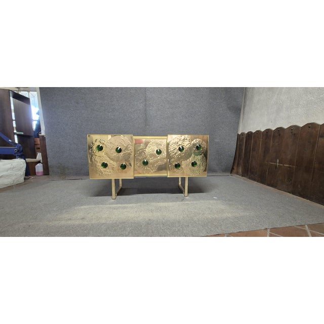 Brass and Black Glass Sideboard with Murano Jewels from Justfurnituress SRL For Sale - Image 6 of 15