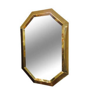 Vintage Brass Octagon Mirror For Sale
