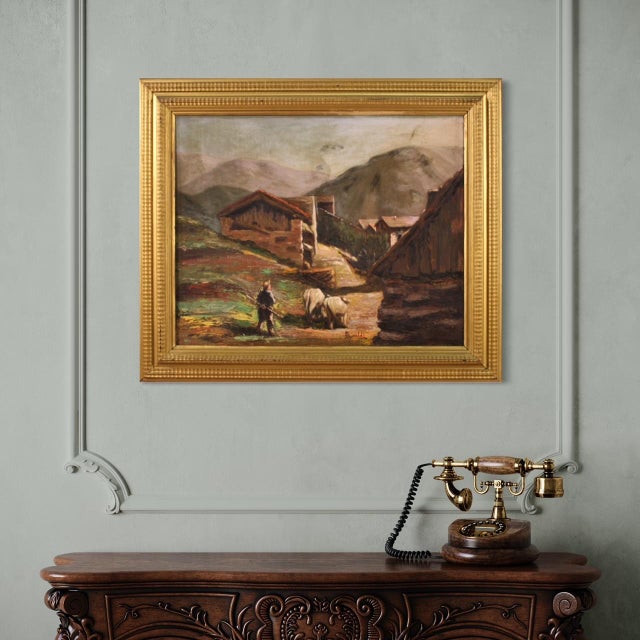 Italian Artist, Landscape with Shepherd, 1950s, Oil Painting on Panel, Framed For Sale - Image 6 of 16