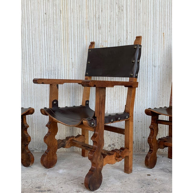 Spanish 19th Century Set of Spanish Colonial Armchair and Two Chairs For Sale - Image 3 of 11