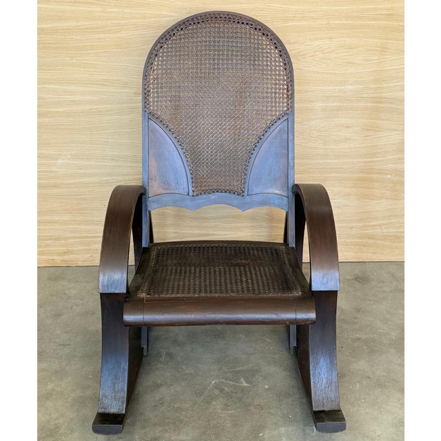 Mid 20th Century Pair of Bentwood Rocking Chairs with Cane Seat and Back For Sale - Image 17 of 18