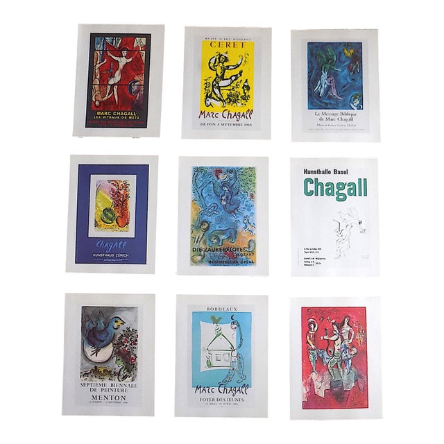Vintage Mid 20th C. Marc Chagall Poster Lithographs - Set of 9 For Sale