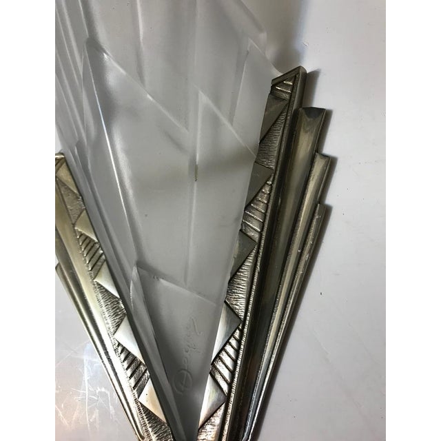 Glass French Art Deco Wall Sconces Signed by Degue - a Pair For Sale - Image 7 of 10