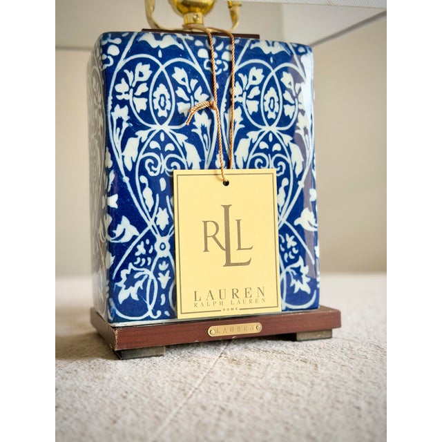 Ralph Lauren Home Blue and White Chinoiserie Porcelain Lamp, Vineyard Pattern For Sale - Image 11 of 12