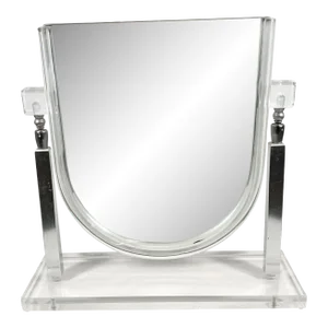 1970s Style Charles Hollis Jones Table Vanity Mirror Lucite & Chrome