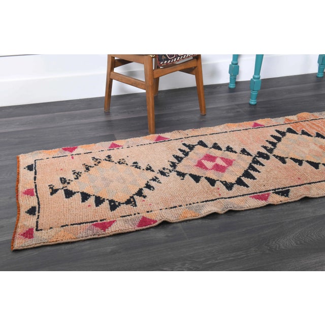 1970s Vintage Turkish Hand-Knotted Wool Cotton Beige Runner Rug For Sale In New York - Image 6 of 11