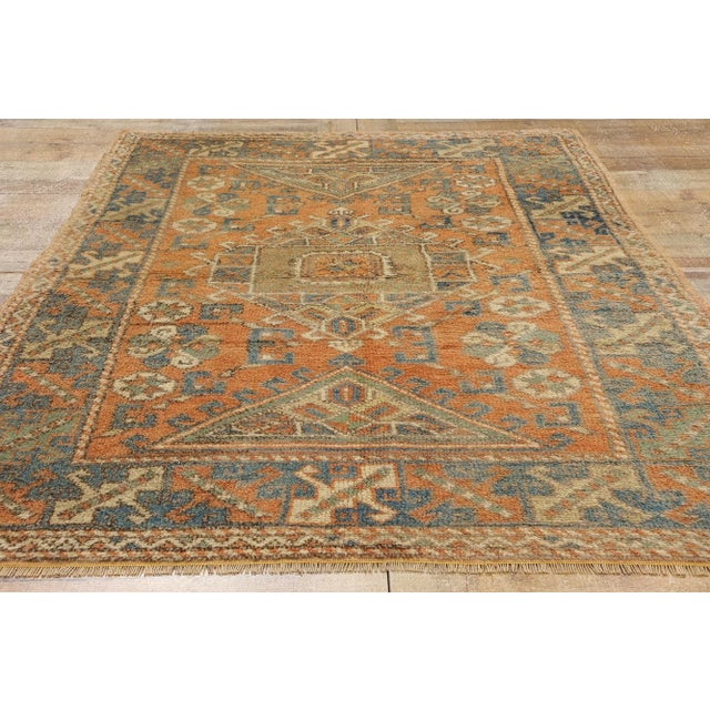Orange Vintage Orange Turkish Oushak Rug - 04'00 X 05'08 For Sale - Image 8 of 9