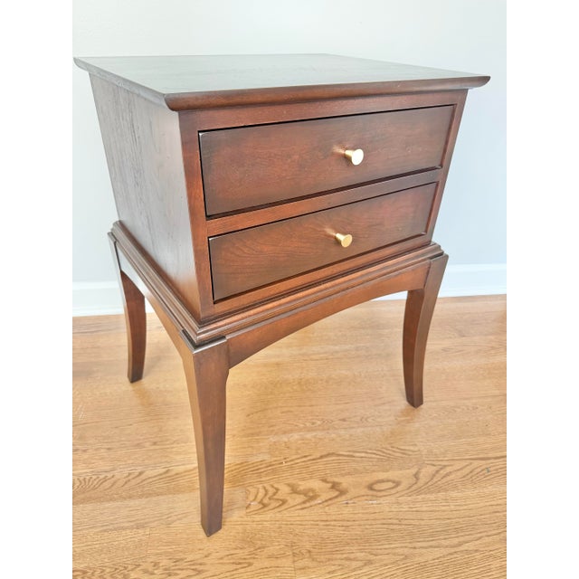 Transitional Caperton Furnitureworks Pair of Handmade Solid Cherry Nightstands For Sale - Image 3 of 12