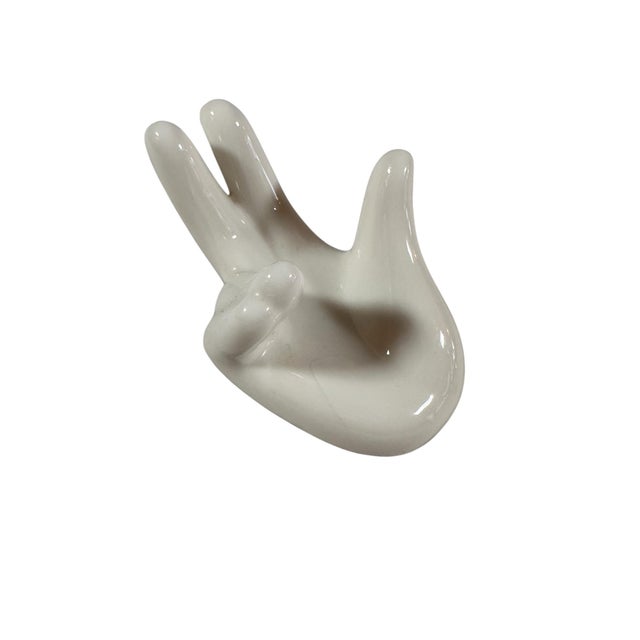 1970s Super Cute, White Ceramic Hand Business Card Holder For Sale - Image 5 of 5