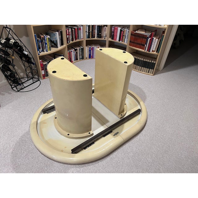 Vintage Springer Style Postmodern Cream Lacquer Dining Table With Two 18" Leaves For Sale In New York - Image 6 of 13