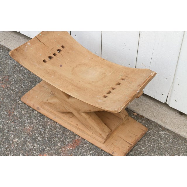 "X" Stretcher Rustic African Ashanti Stool For Sale - Image 4 of 9