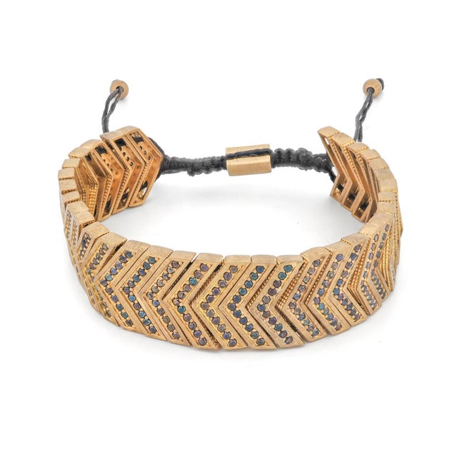 Divine Shield Black Zircon Gold Rope Unisex Bracelet For Sale - Image 9 of 9