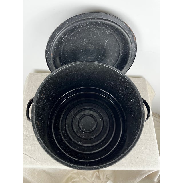 Black Vintage Enamel Lobster Pot For Sale - Image 8 of 10