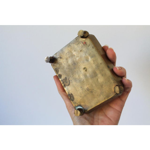 Metal Vintage Brass Footed Fu Shou Chinese Symbol Trinket Box For Sale - Image 7 of 9
