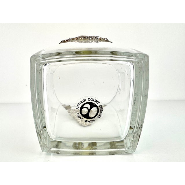 1980s Arthur Court Glass Ice Bucket With Silver-Tone Vine and Grape Overlay For Sale - Image 14 of 14