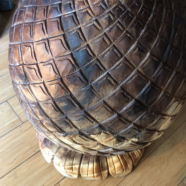 Wooden Pineapple Pedestal Accent Entry Coastal Table ...