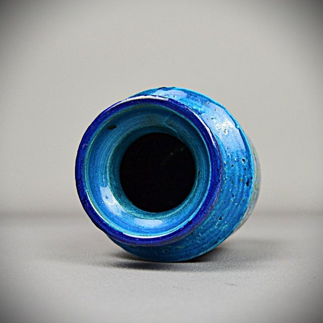 Ceramic Vase in Blue Rimini Liberty by Aldo Londi for Bitossi, 1957s For Sale - Image 11 of 12