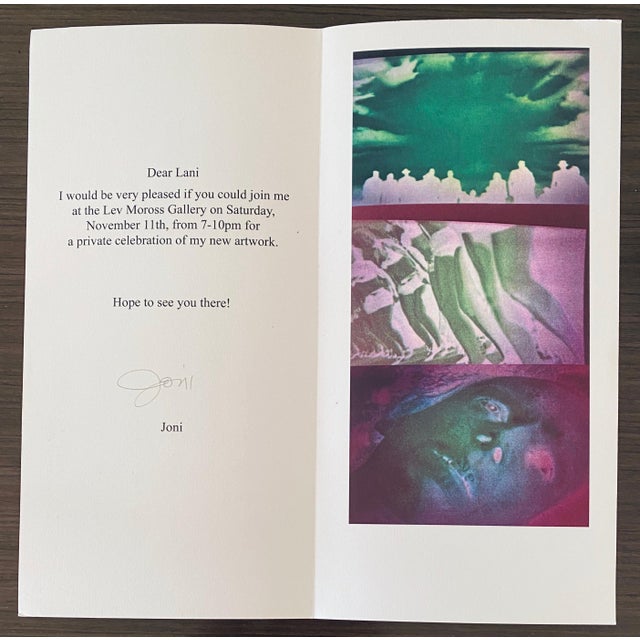 Paper Joni Mitchell, Joni Mitchell Pencil Hand Signed Invitation Iris Digital Photo Print Photograph, c.2006 For Sale - Image 7 of 7