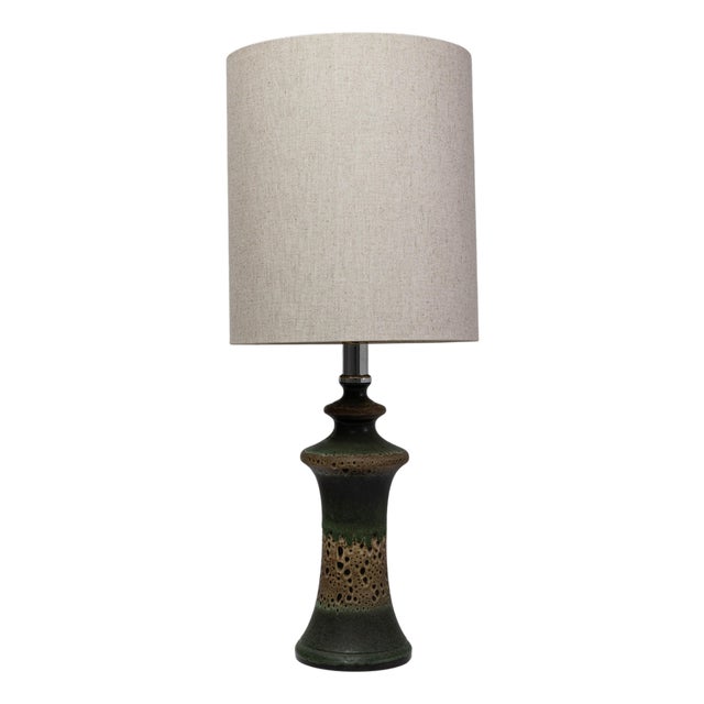 1960s German Green Ceramic Table Lamp For Sale