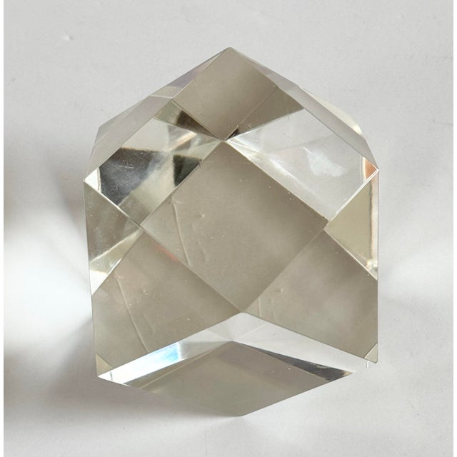 Mid 20th Century Vintage Geometric Crystal Paperweight - 5” For Sale - Image 5 of 8