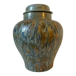 Mid-Century Artisan Signed Ceramic Drip Glaze Urn Vase For Sale