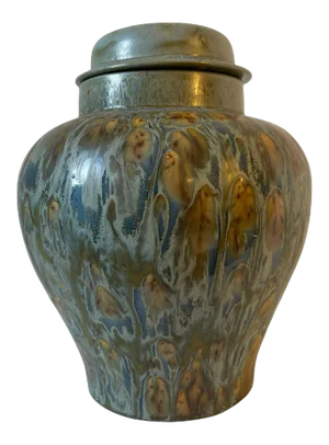 Mid-Century Artisan Signed Ceramic Drip Glaze Urn Vase