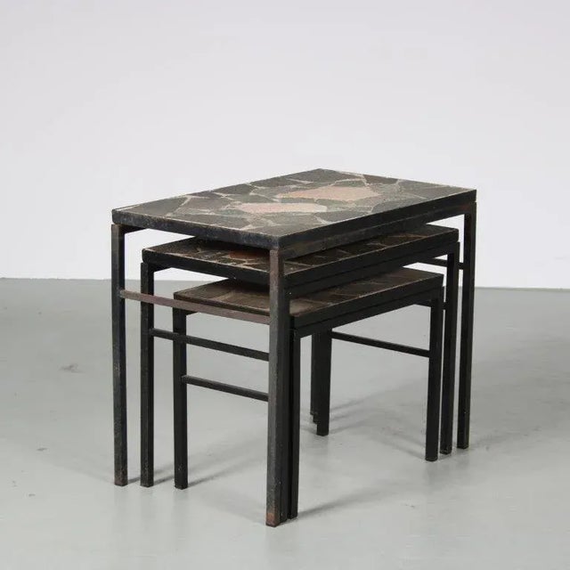 Stone Nesting Tables with Stone Tops, the Netherlands, 1960s, Set of 3 For Sale - Image 7 of 9
