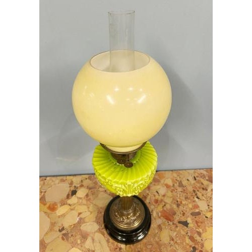 Victorian Oil Lamp Porcelain Gilt Table Light 1880 For Sale - Image 4 of 7