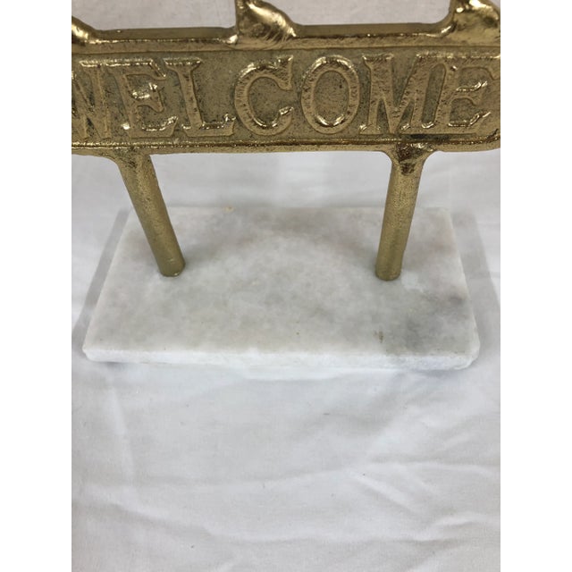 Shabby Chic Late 20th Century Dancing Brass Bunnies Mounted on Marble Base For Sale - Image 3 of 4